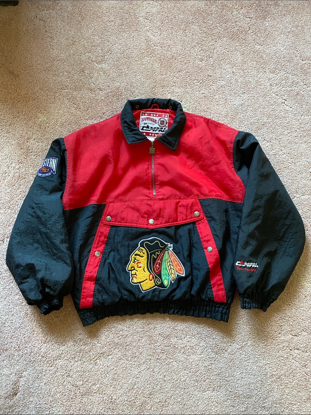 Vintage 90’s NHL Nutmeg Chicago Blackhawks Quarter Zip Windbreaker Jacket